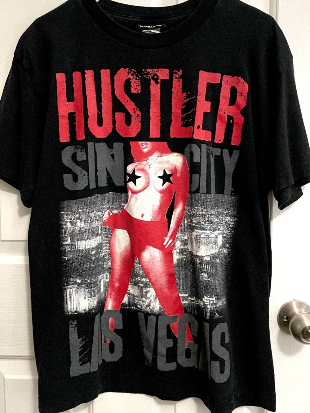 Hustler Sin City Las Vegas Oversized Graphic Tee Black L